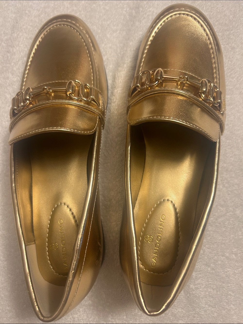 Bandolino Metallic Gold Chain-Trim Loafers